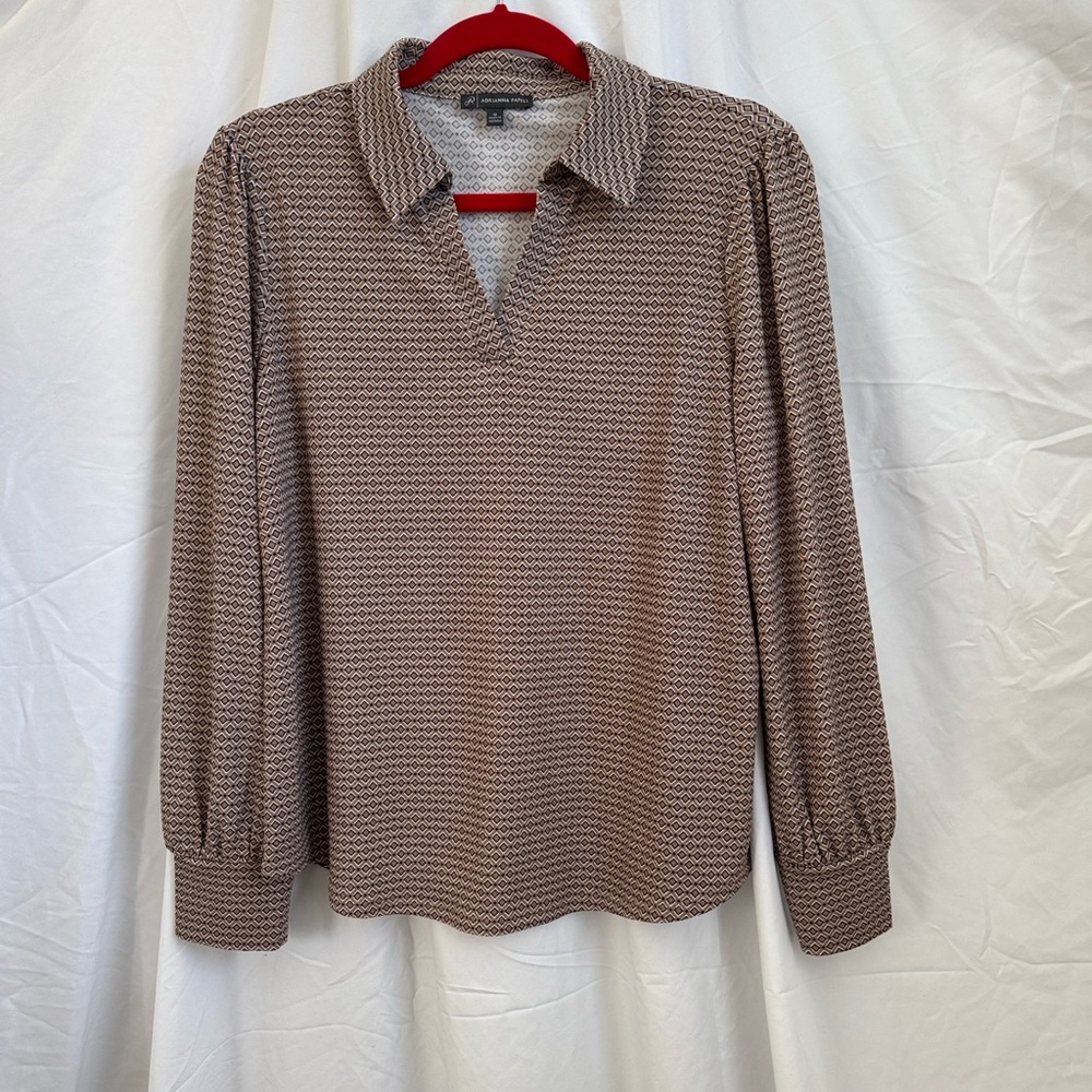 Elegant Brown Patterned Women's Top